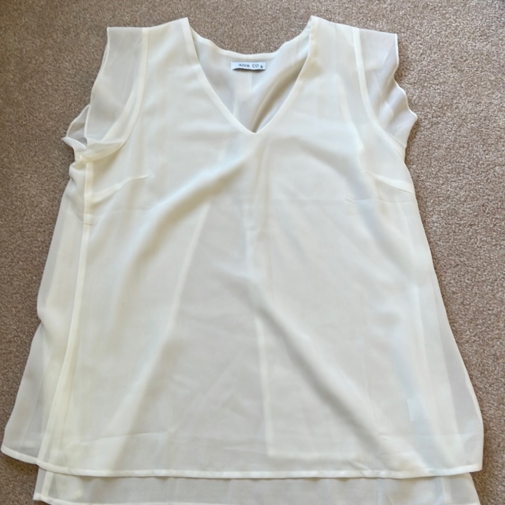 Alice Co Ivory Split Back Chiffon Top Size Small